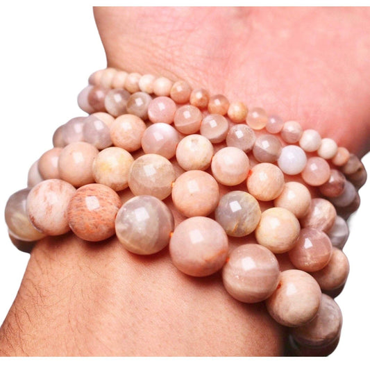 Pulsera de piedra lunar rosa
