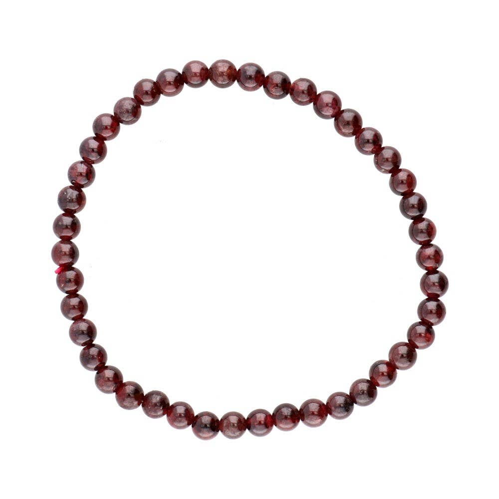 Pulsera de granate con forma de bola lisa de 4 mm