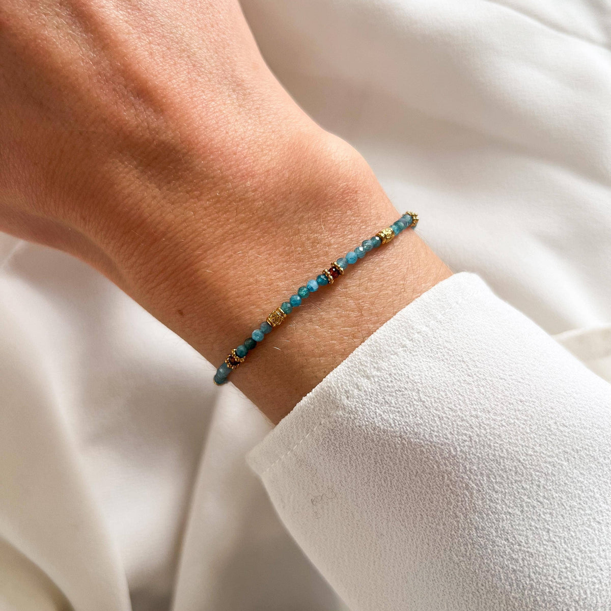 Pulsera de Apatita Natural en Acero Inoxidable