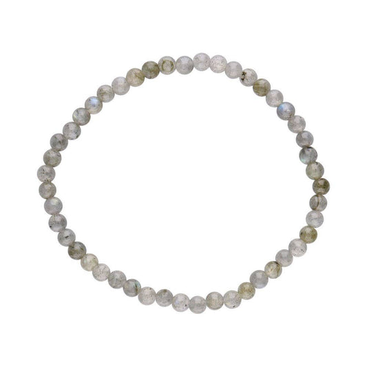Pulsera de labradorita con bola lisa de 4 mm