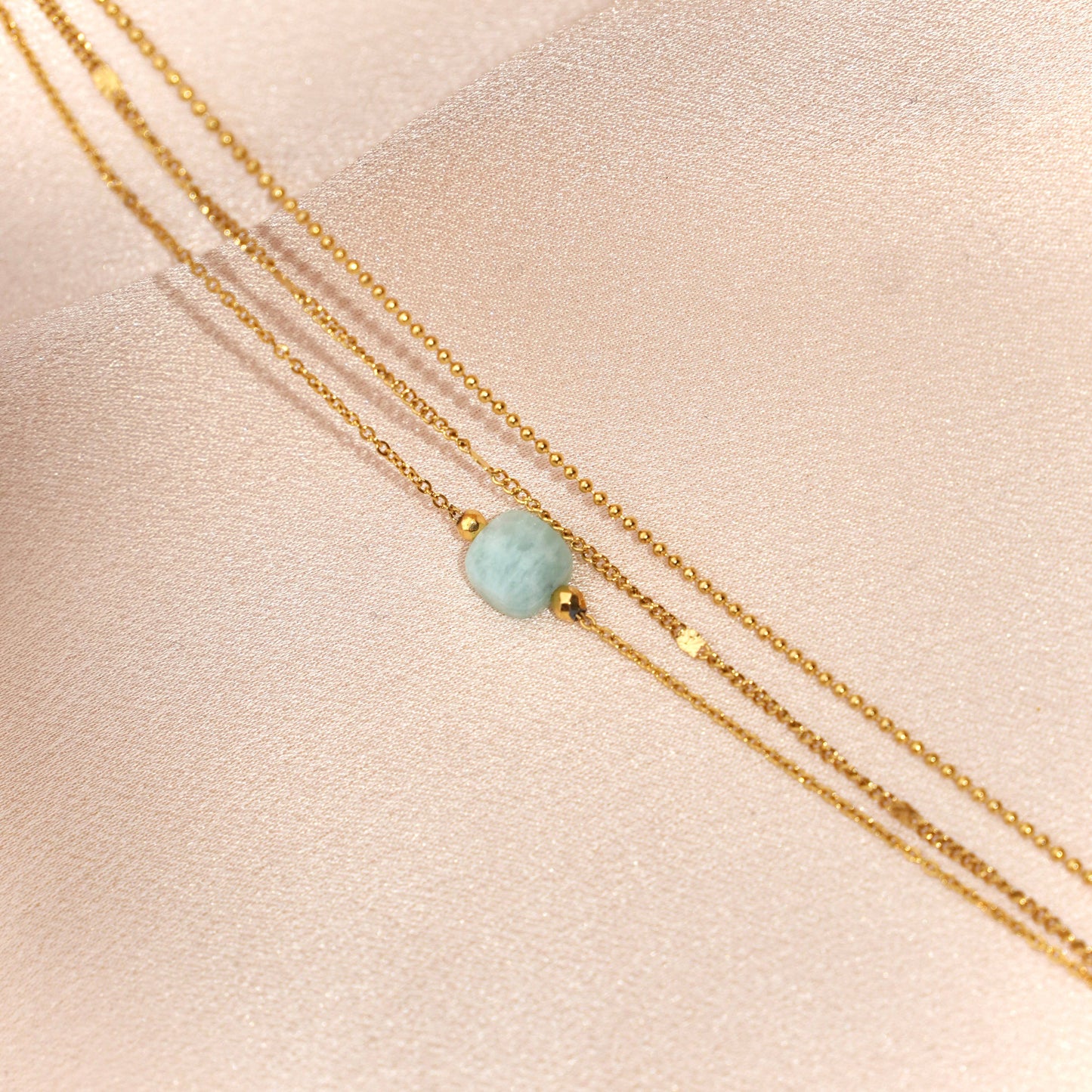 Pulsera cadena fina piedra amazonita