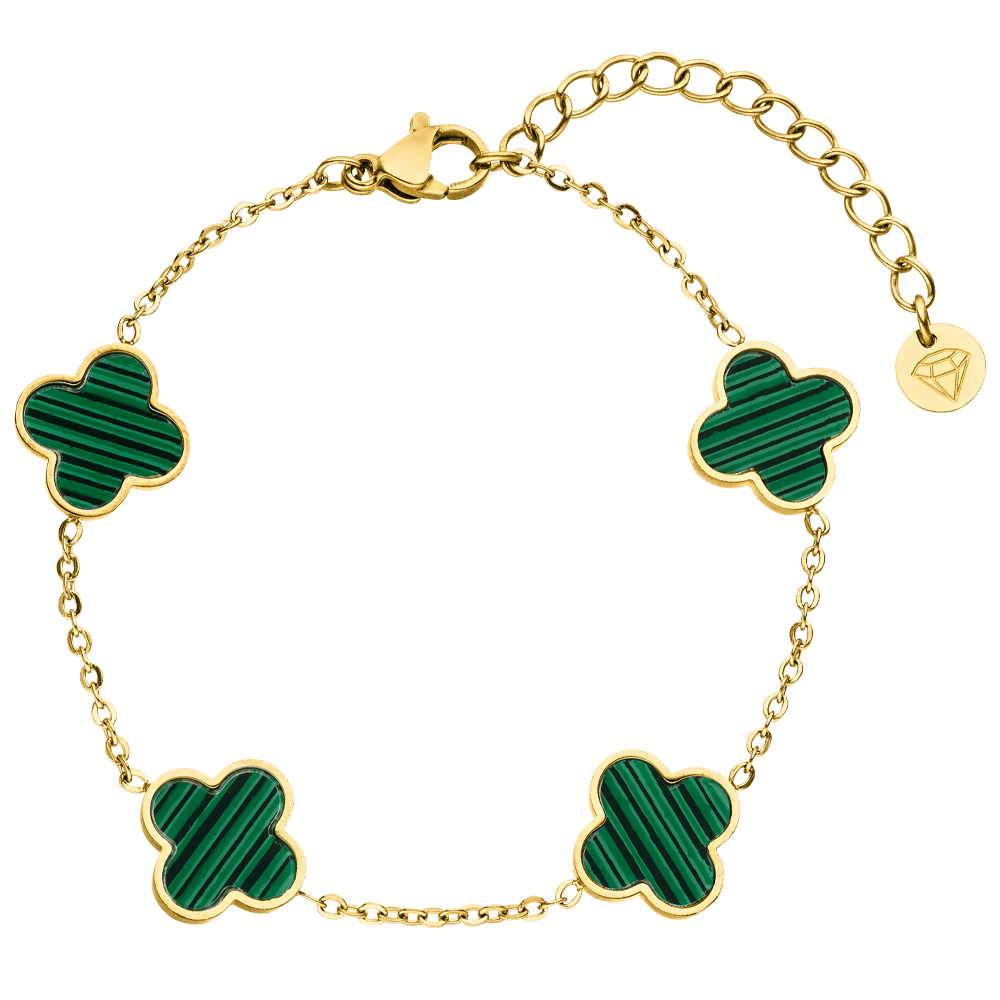 Pulsera Clover Green | bañada en oro de 18 quilates
