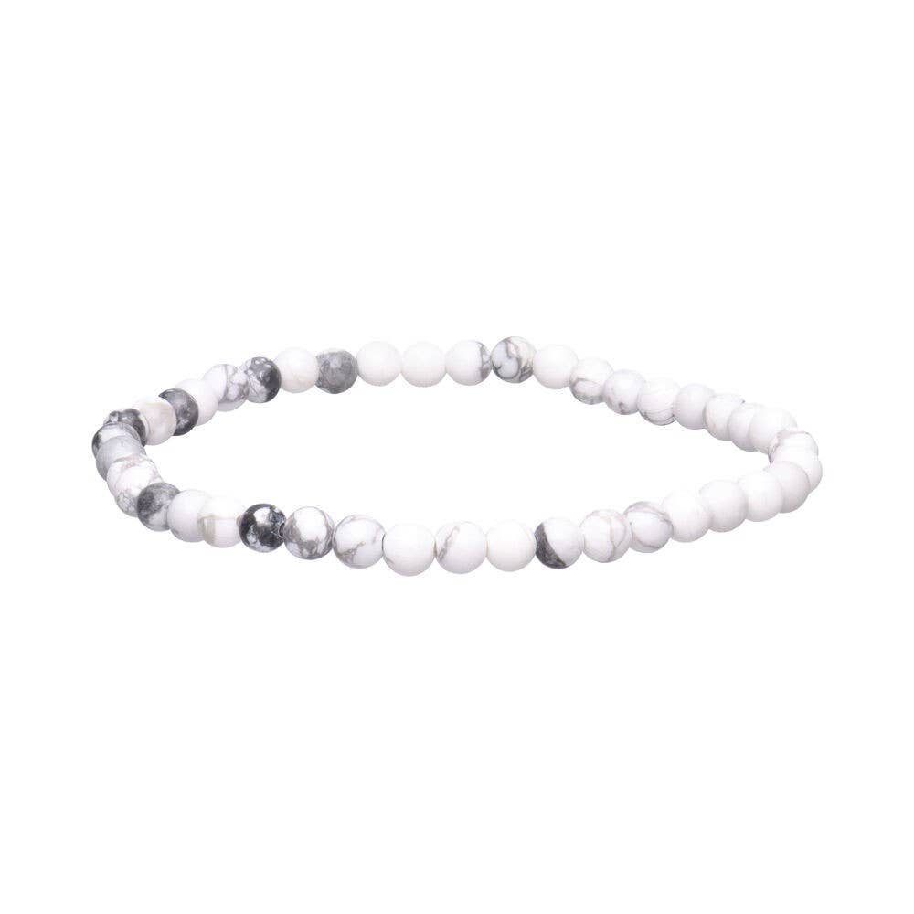 Pulsera Howlite, bola lisa, 4 mm