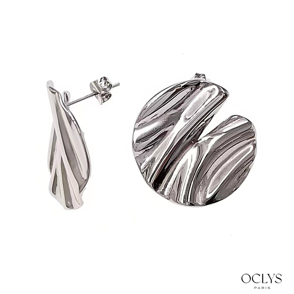 Pendientes redondos abiertos de acero inoxidable Camille