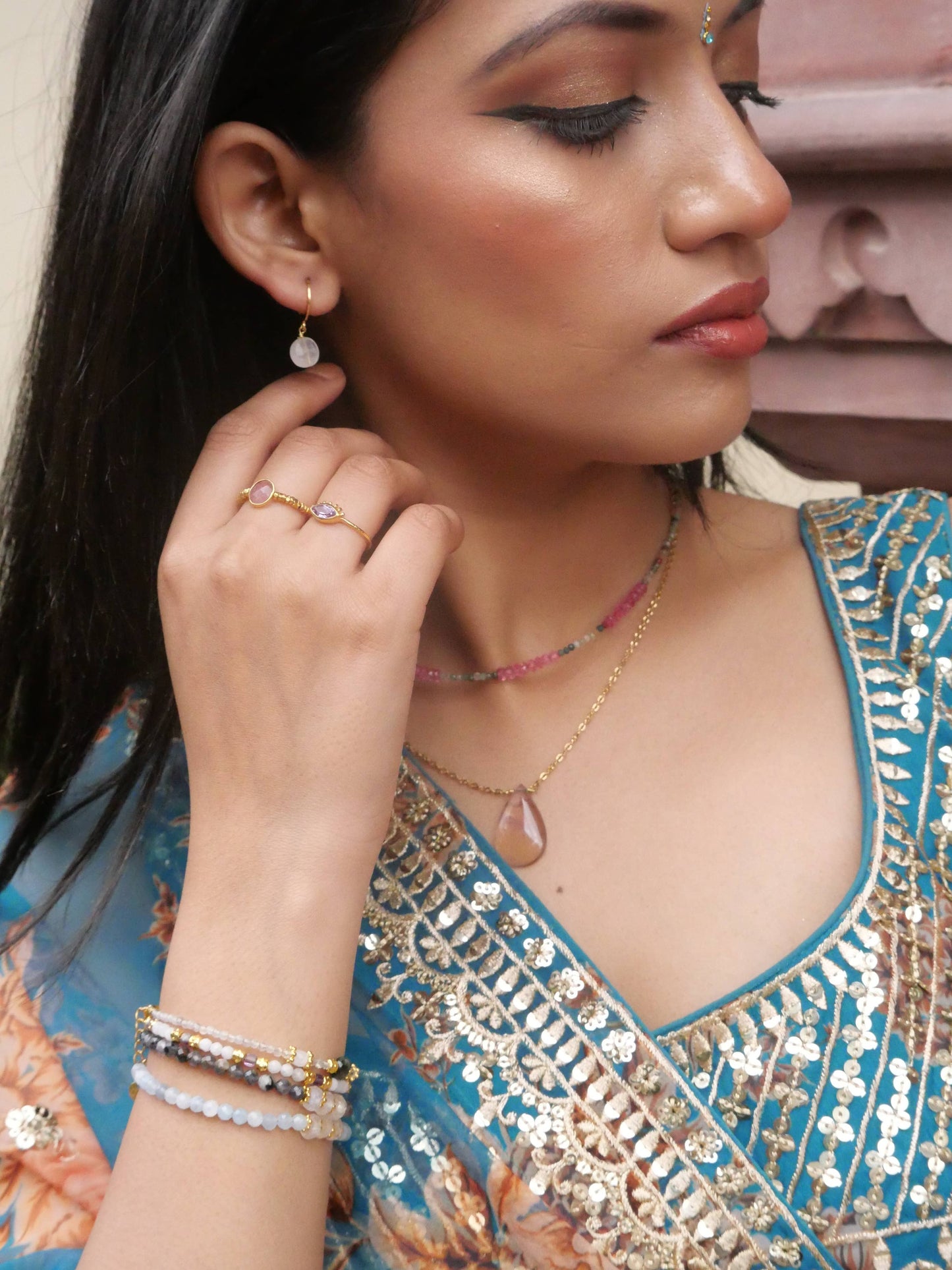 ANILLO AJUSTABLE SOUMYA ROSA TURMALINA