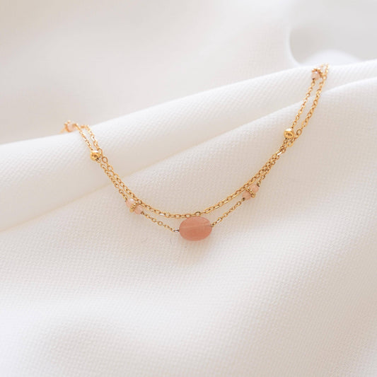 PULSERA DOBLE – Cuarzo rosa