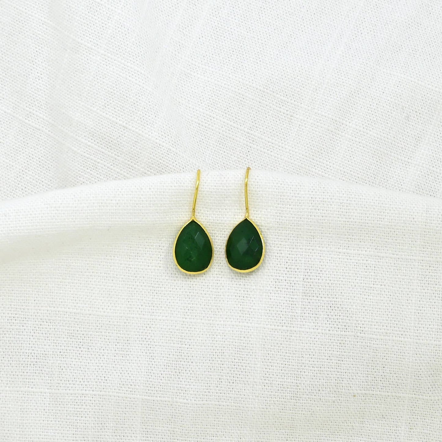 Pendiente con gemas en forma de lágrima, plata 925, Sillimanit verde