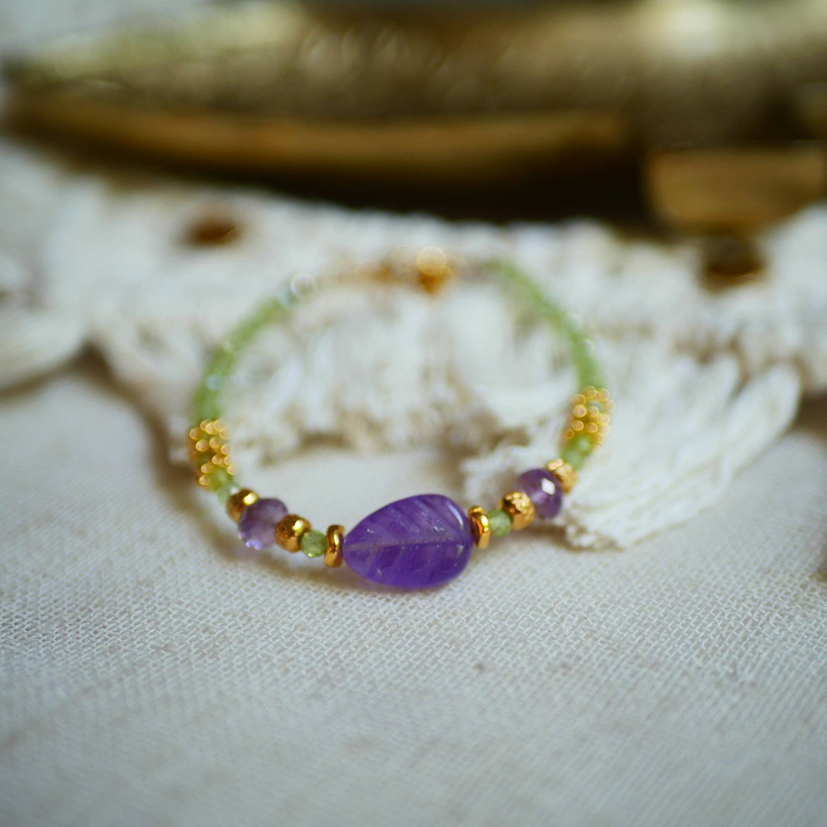 Pulsera Suparna – peridoto y amatista