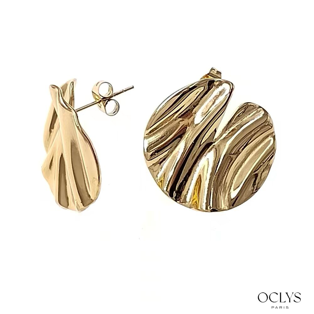 Pendientes redondos abiertos de acero inoxidable Camille