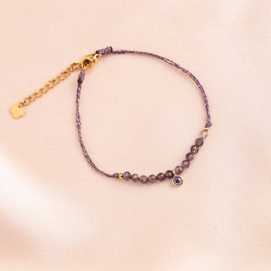 Pulsera de Amatista Natural y Zirconia Ajustable para Mujer