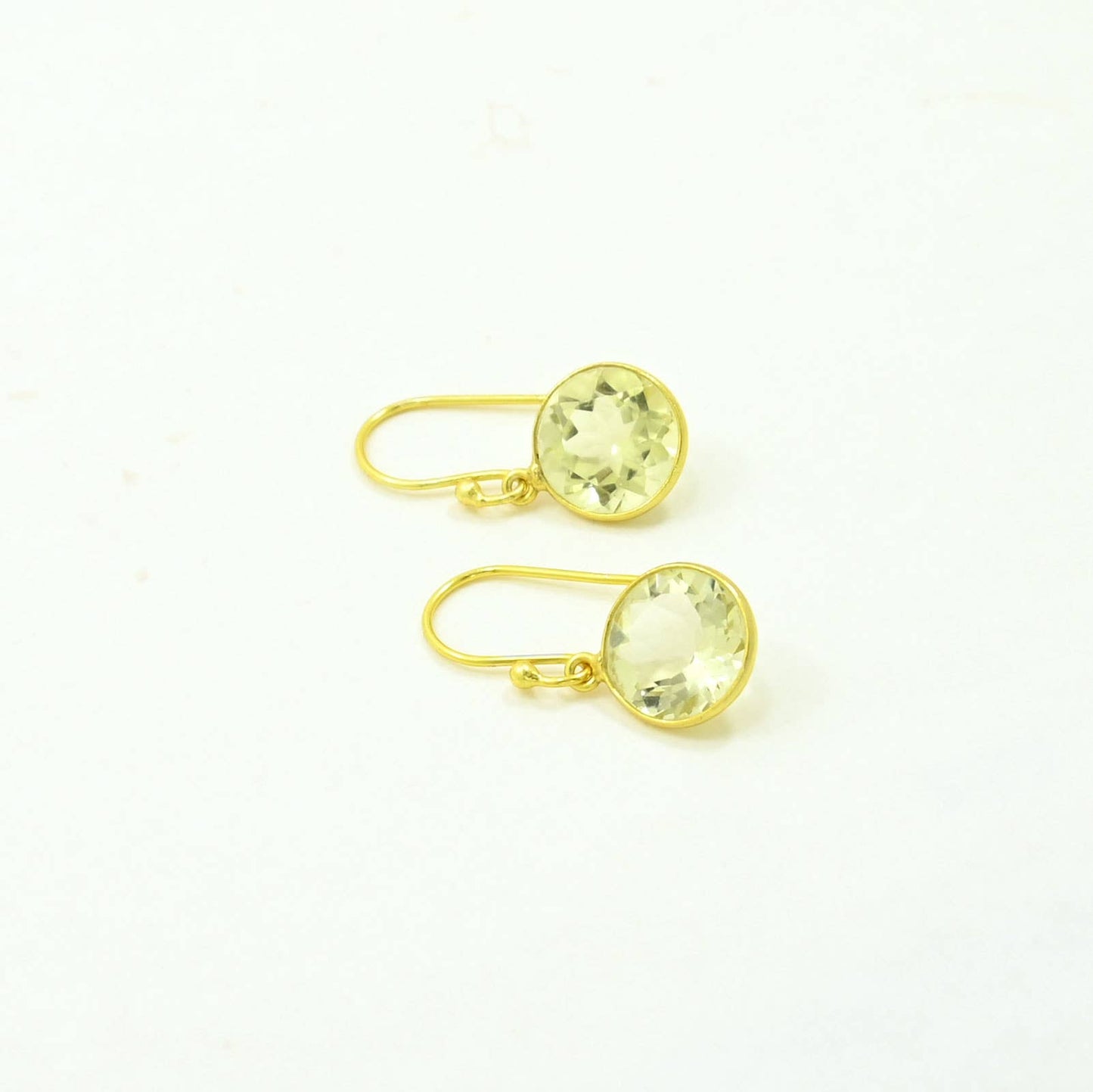 Pendiente de Piedra Preciosa Redonda Plata 925 - Cuarzo Limón