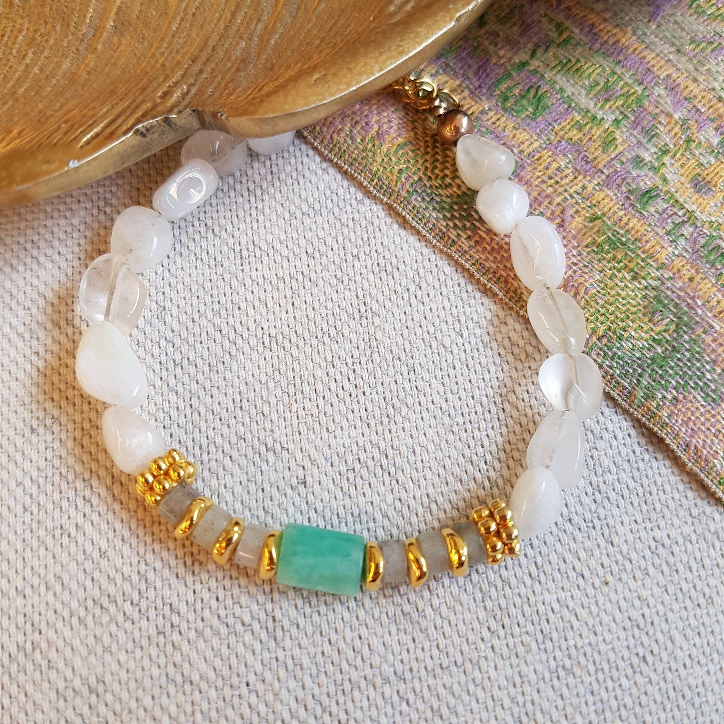 PULSERA PIEDRA LUNA, AMAZONITA - ADHYA