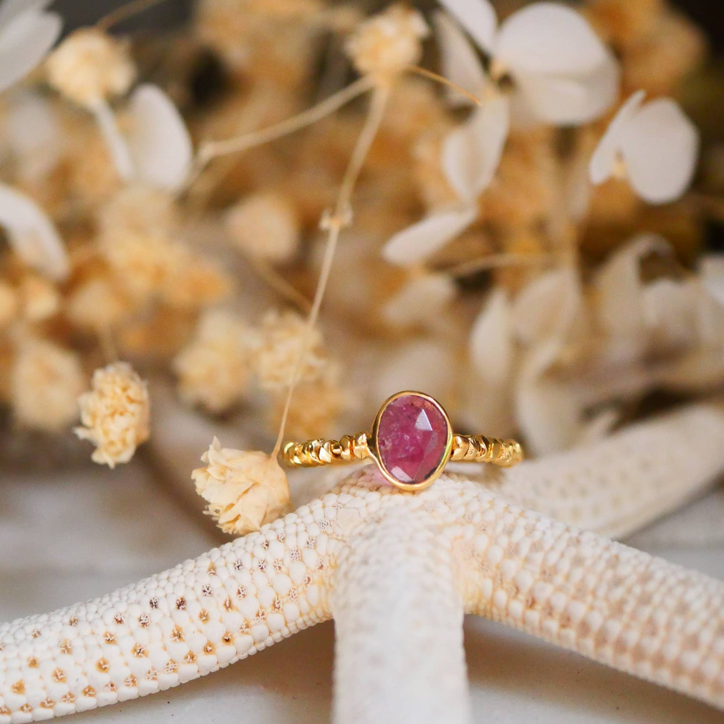ANILLO AJUSTABLE SOUMYA ROSA TURMALINA