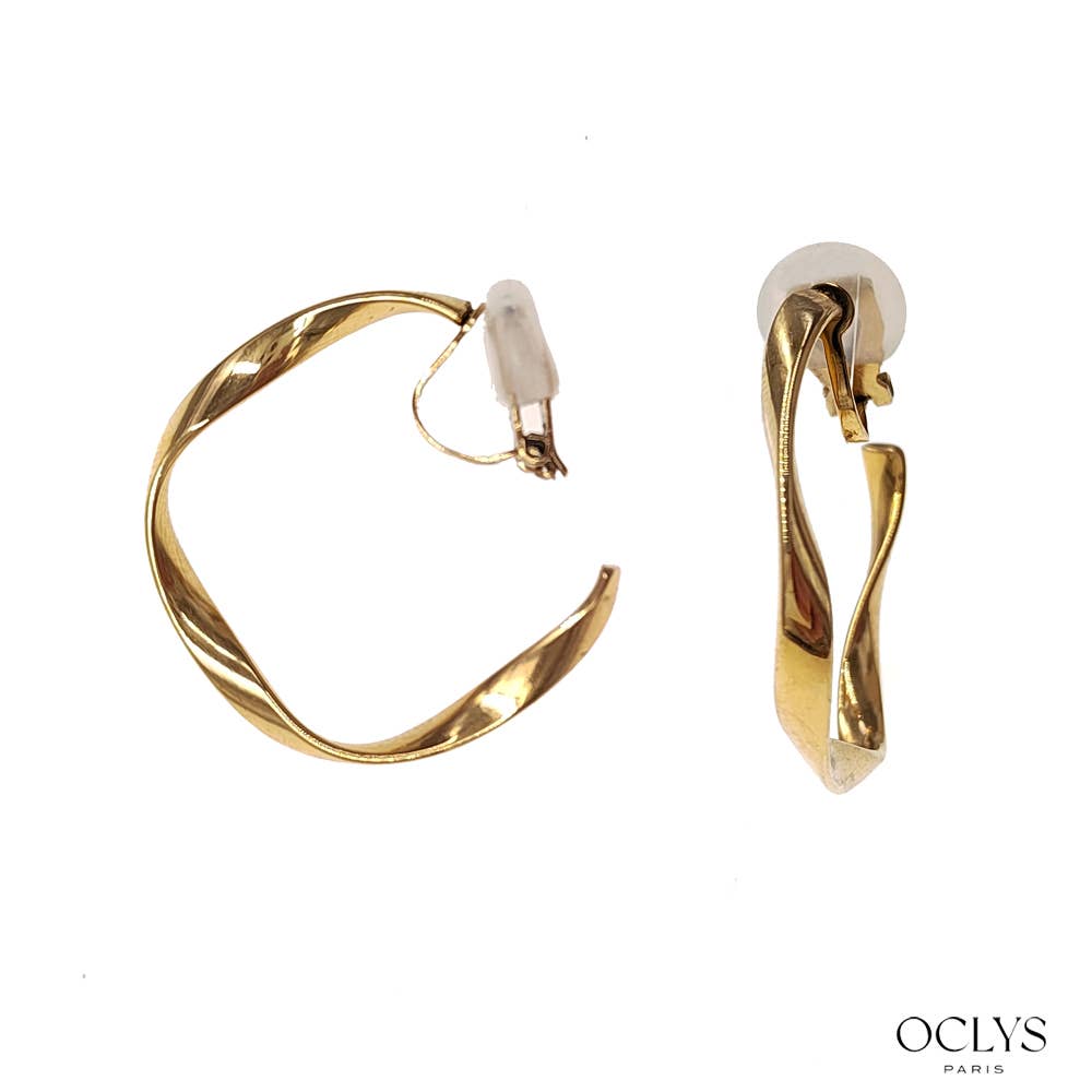 Pendientes de clip rombo trenzado acero inoxidable Yni