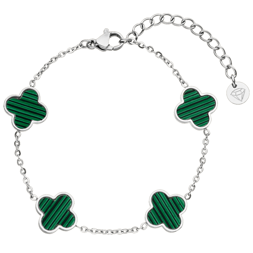Pulsera Clover Green | bañada en oro de 18 quilates