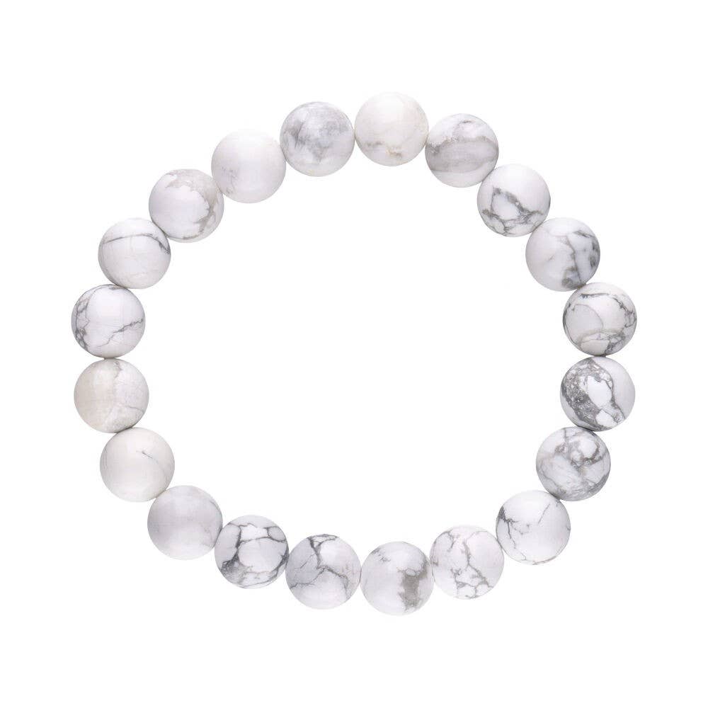 Pulsera Howlite de bola lisa de 10 mm