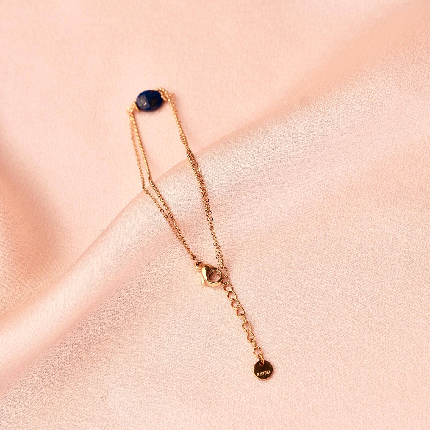Pulsera de doble hilera de cadena lapislázuli