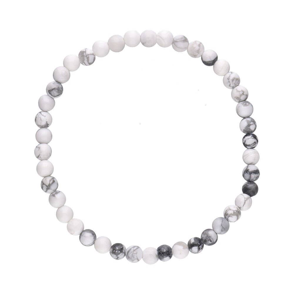 Pulsera Howlite, bola lisa, 4 mm