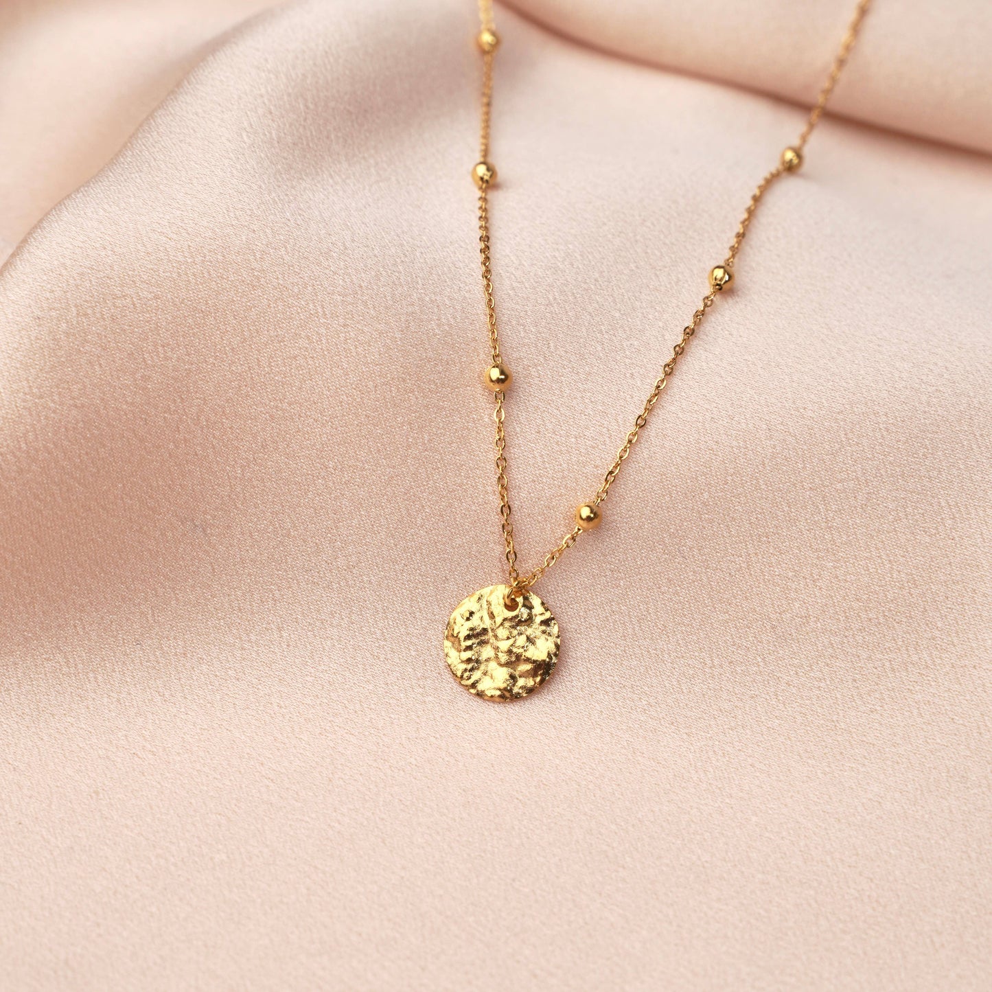Collar de acero inoxidable, colgante redondo