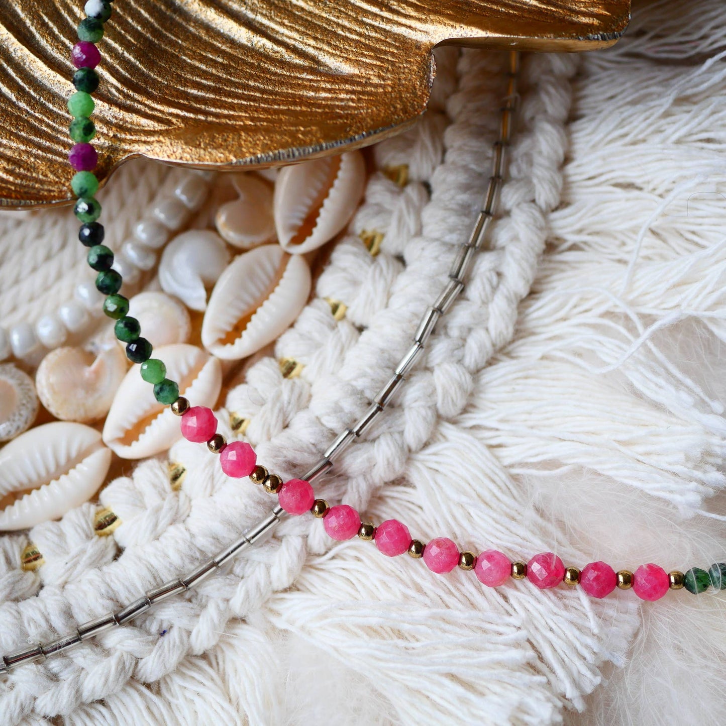 Collar JAGMAG - Zoisita con Rubí, Hematita, Rodonita