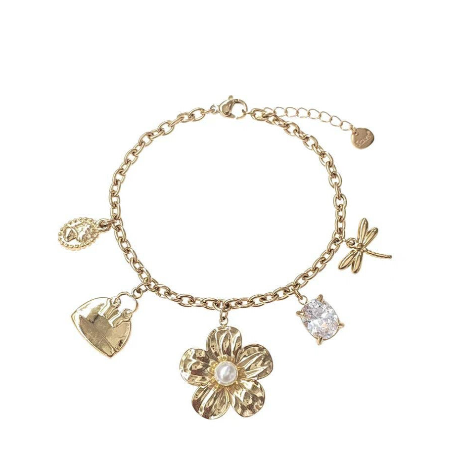 Pulsera de cadena de acero inoxidable Yizi con dijes