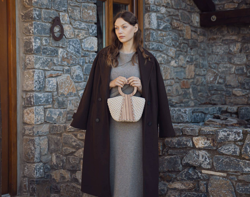 Bolso Nefele Mini con asas de madera de Zebrano