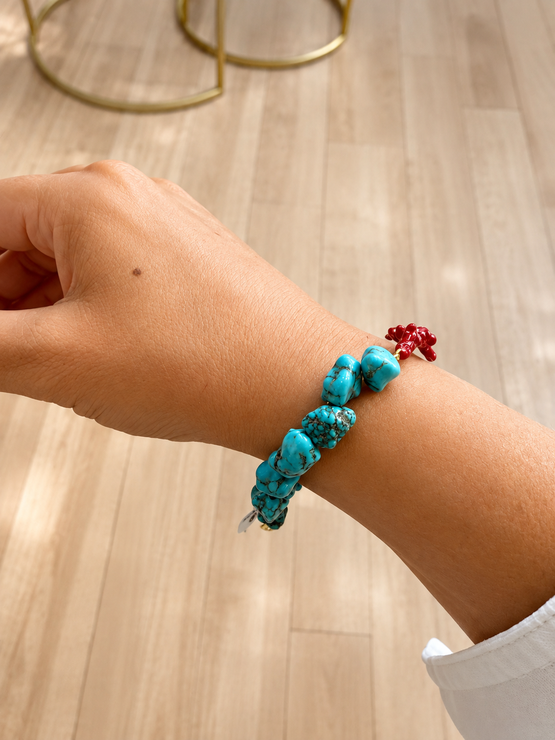 Pulsera Galene – Turquesa Natural, diseño Mediterráneo y Perla