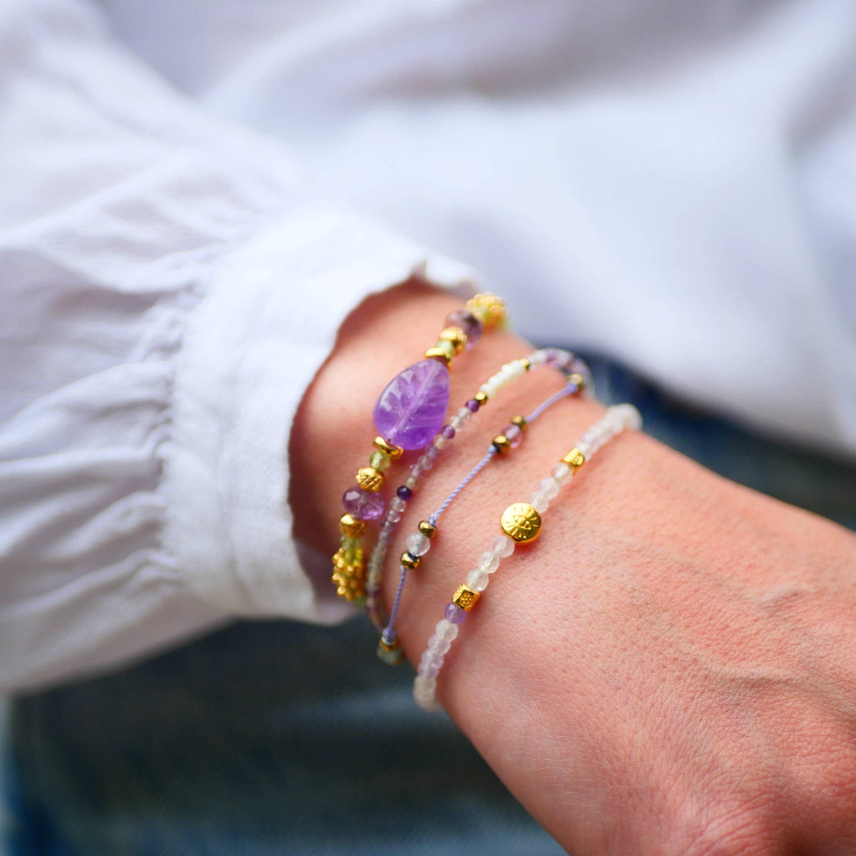 Pulsera Suparna – peridoto y amatista