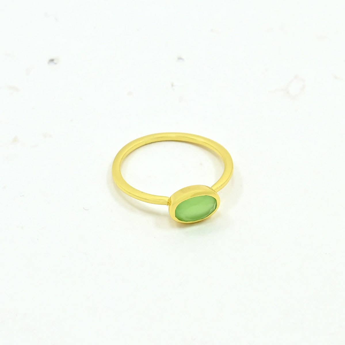 Anillo de Piedra Preciosa Ovalado Oro Plata - Calcedonia Verde