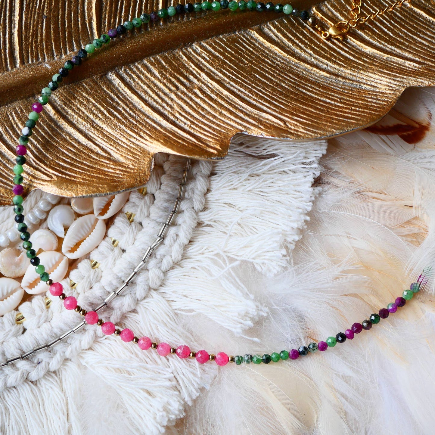 Collar JAGMAG - Zoisita con Rubí, Hematita, Rodonita