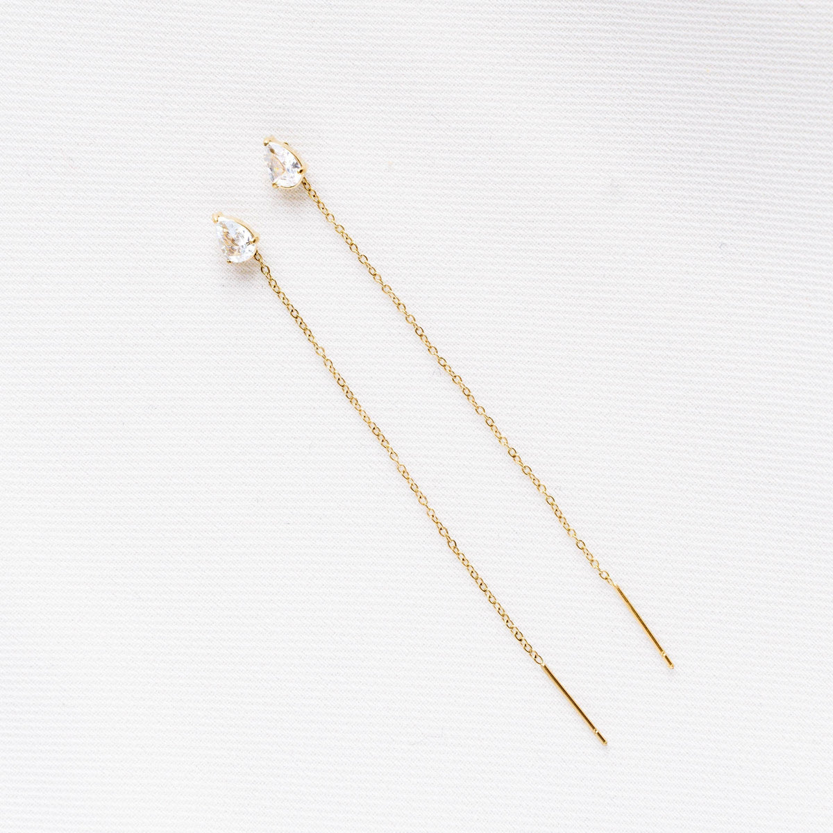 Pendientes colgantes con cadena y circonita en acero inoxidable
