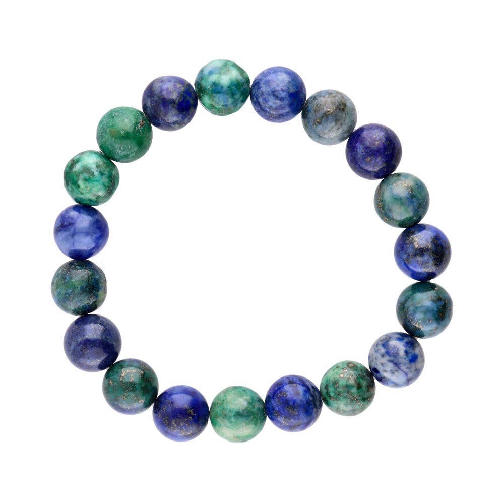 Pulsera de azurita con malaquita de 10 mm