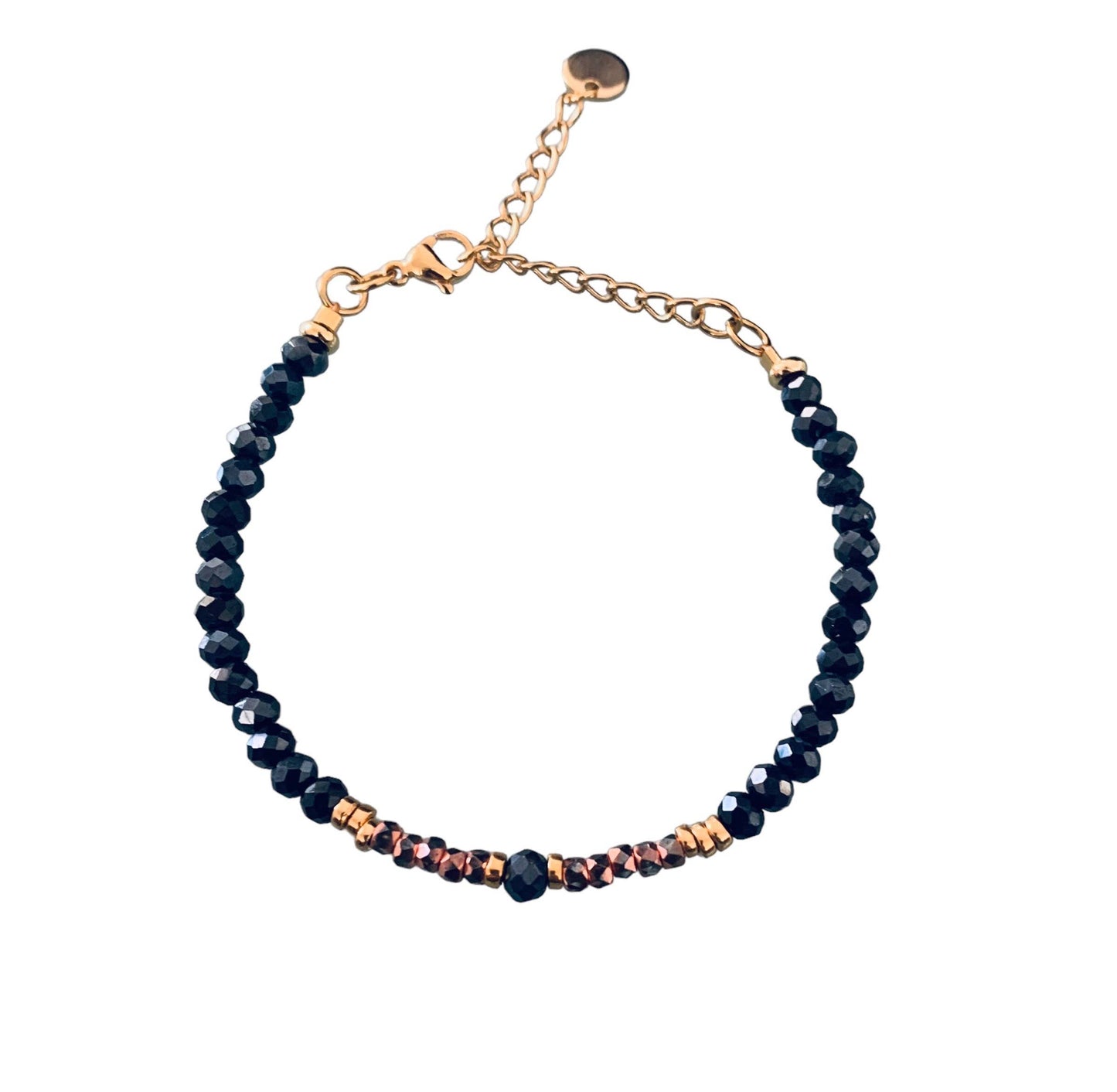 Pulsera de perlas azul medianoche y granate