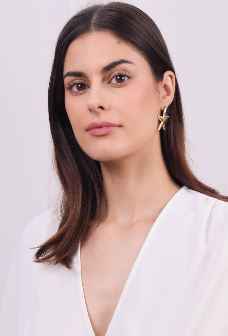 Pendientes de moda en forma de estrella de acero inoxidable