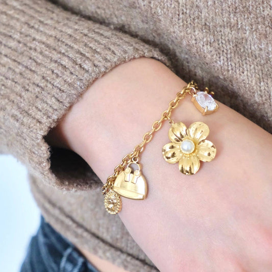 Pulsera de cadena de acero inoxidable Yizi con dijes