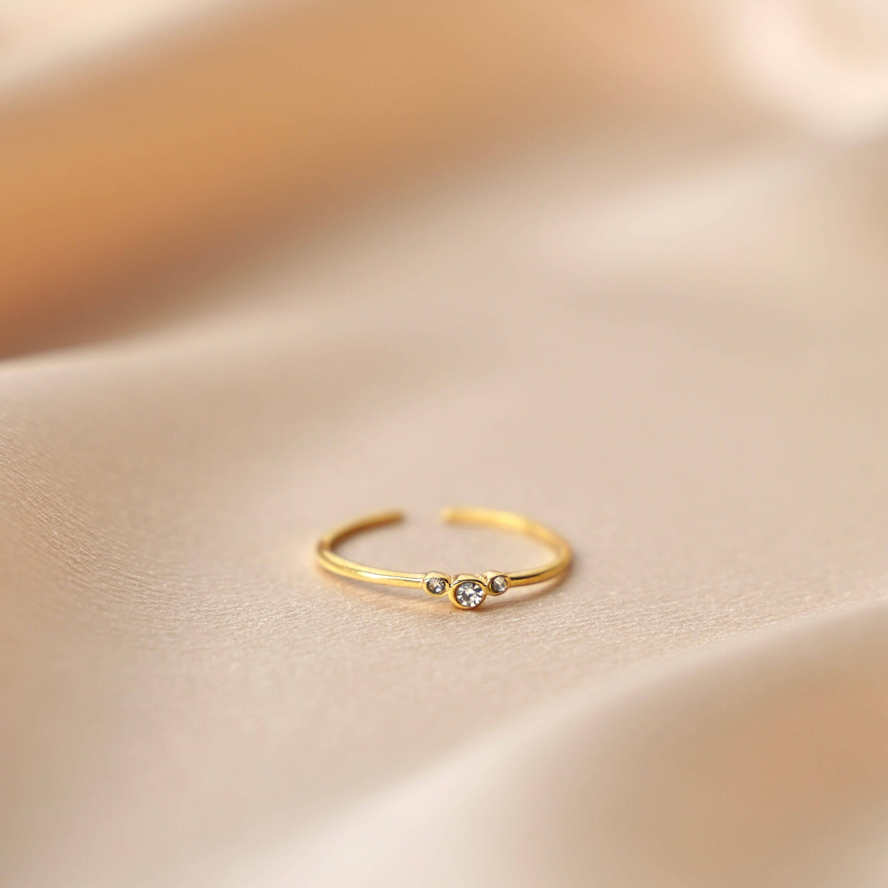 Anillo redondo de acero inoxidable para mujer con circonitas