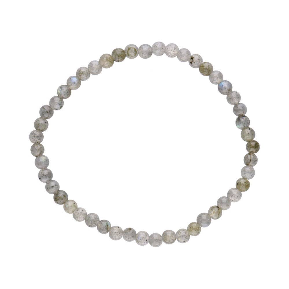 Pulsera de labradorita con bola lisa de 4 mm