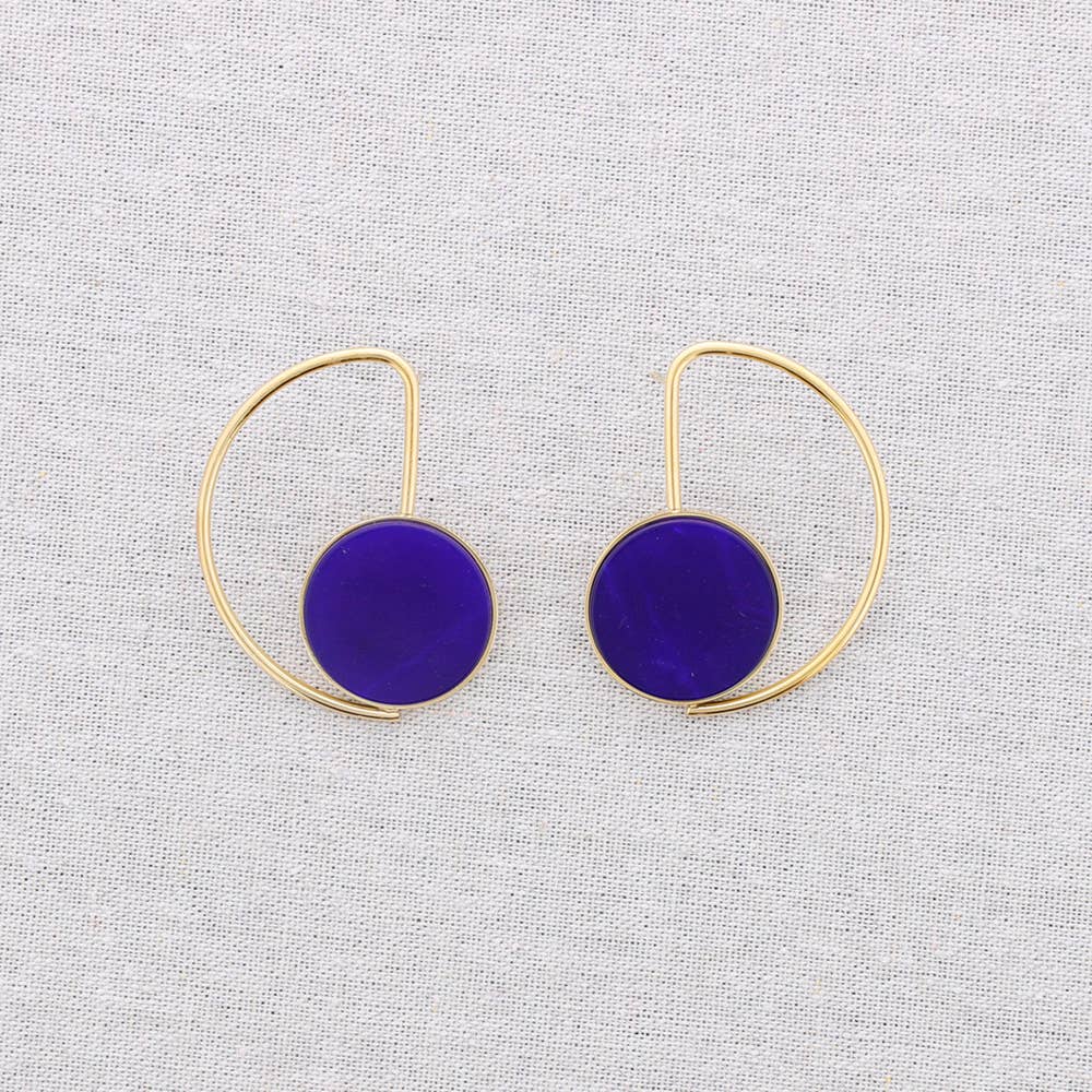 Pendientes Acero Forma Geometrica Piedra