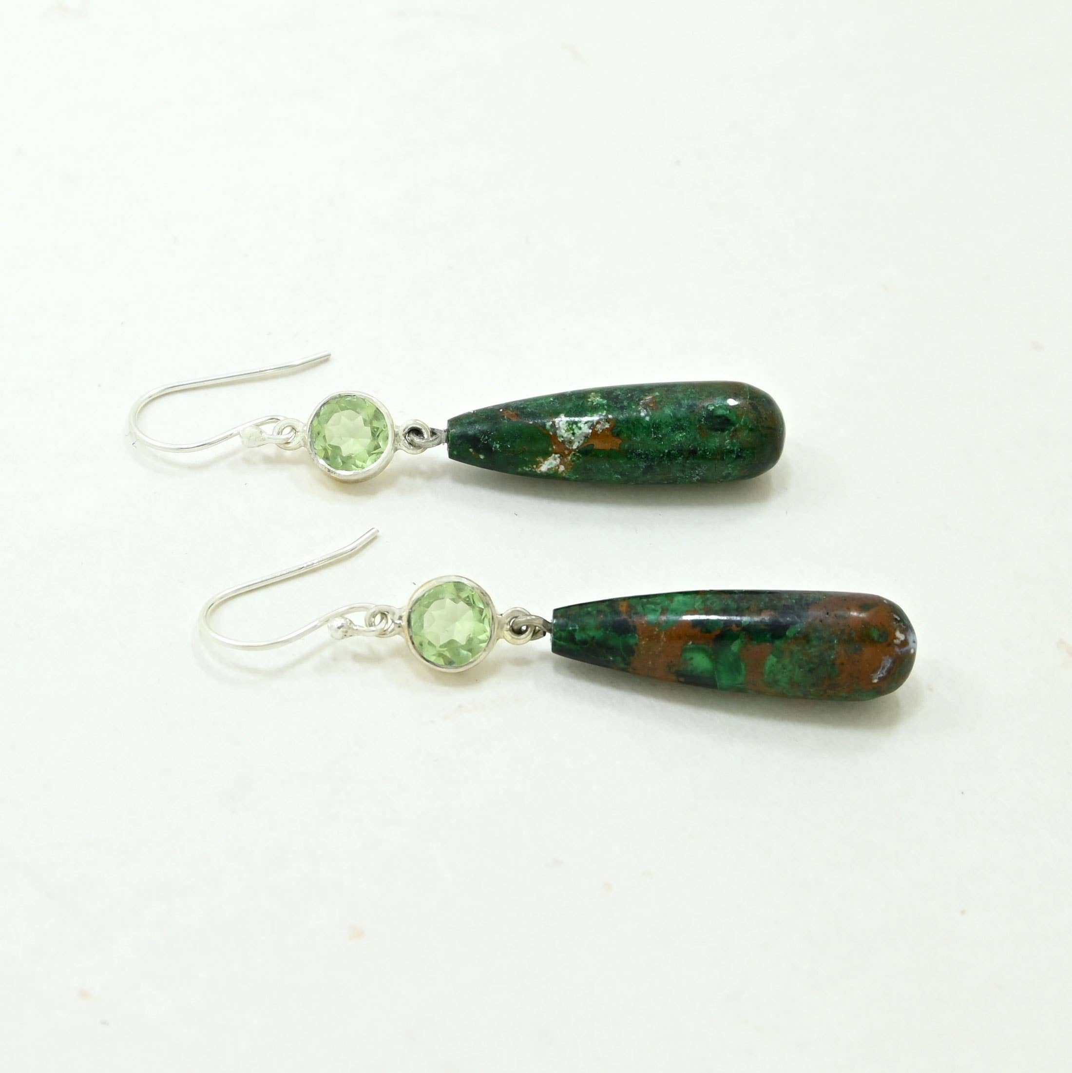 Pendiente Bexley Plata - Crisocola y Amatista Verde