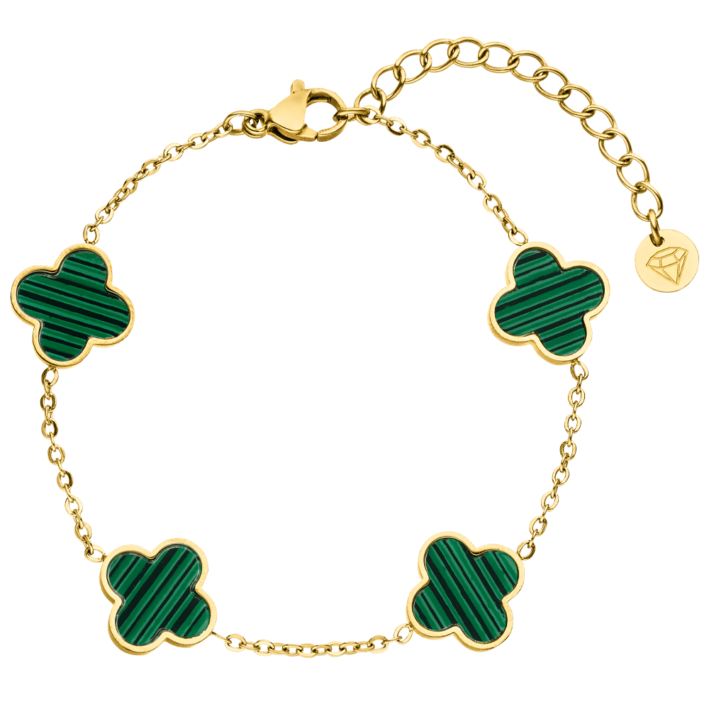 Pulsera Clover Green | chapada en oro de 18 quilates