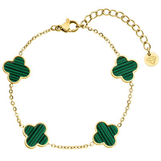 Pulsera Clover Green | chapada en oro de 18 quilates