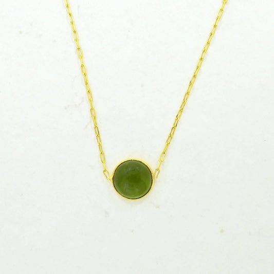 Collar de Piedra Preciosa Redonda en Plata de Ley 925 bañada en Oro - Turmalina