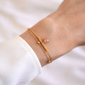 Pulsera de cadena de piedras finas de doble hilera para mujer