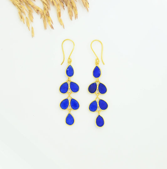 Pendientes Layla de plata dorada 925 - Jade azul