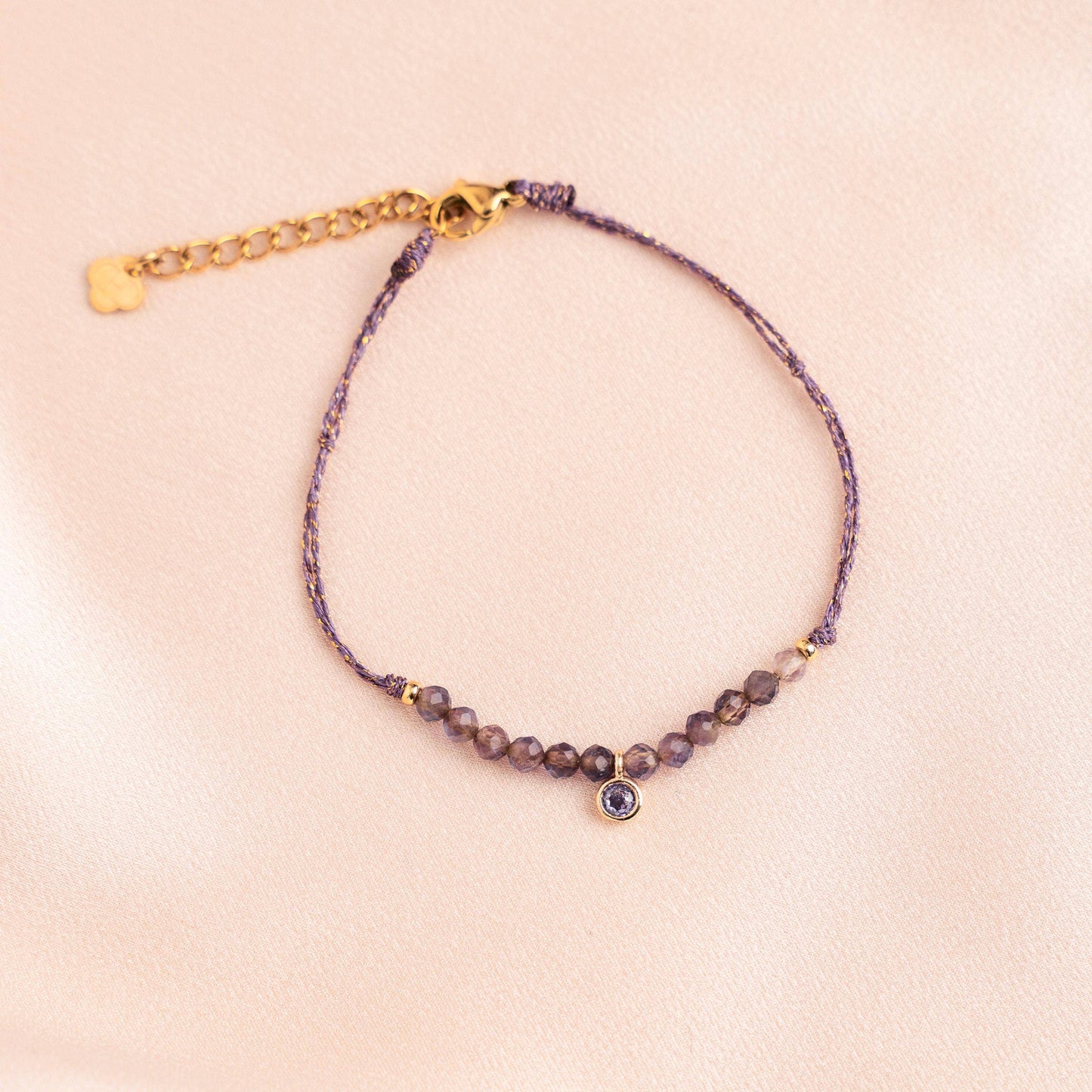 Pulsera de Amatista Natural y Zirconia Ajustable para Mujer