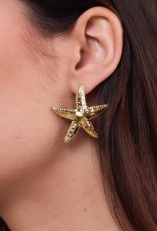 Pendientes de moda en forma de estrella de acero inoxidable