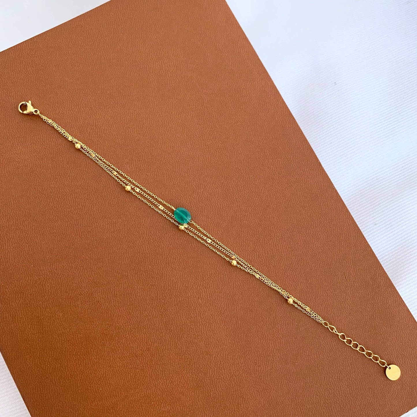 Pulsera de cadena de acero de tres hileras para mujer