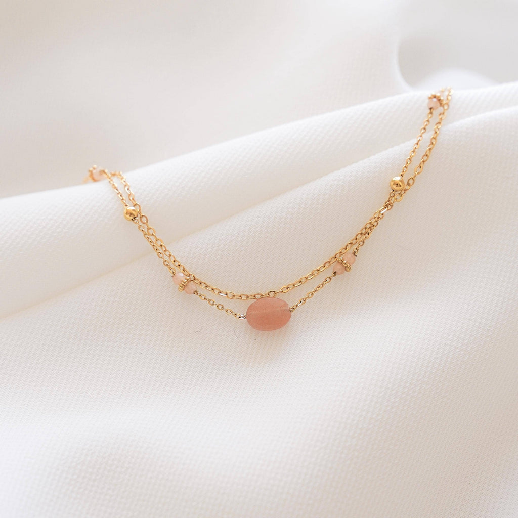 PULSERA DOBLE – Cuarzo rosa