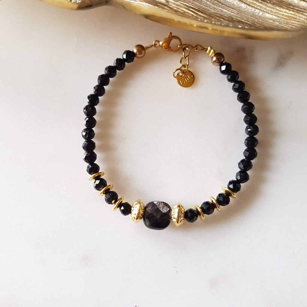 Pulsera Chips – Lapislázuli, Labradorita o Turmalina Negra