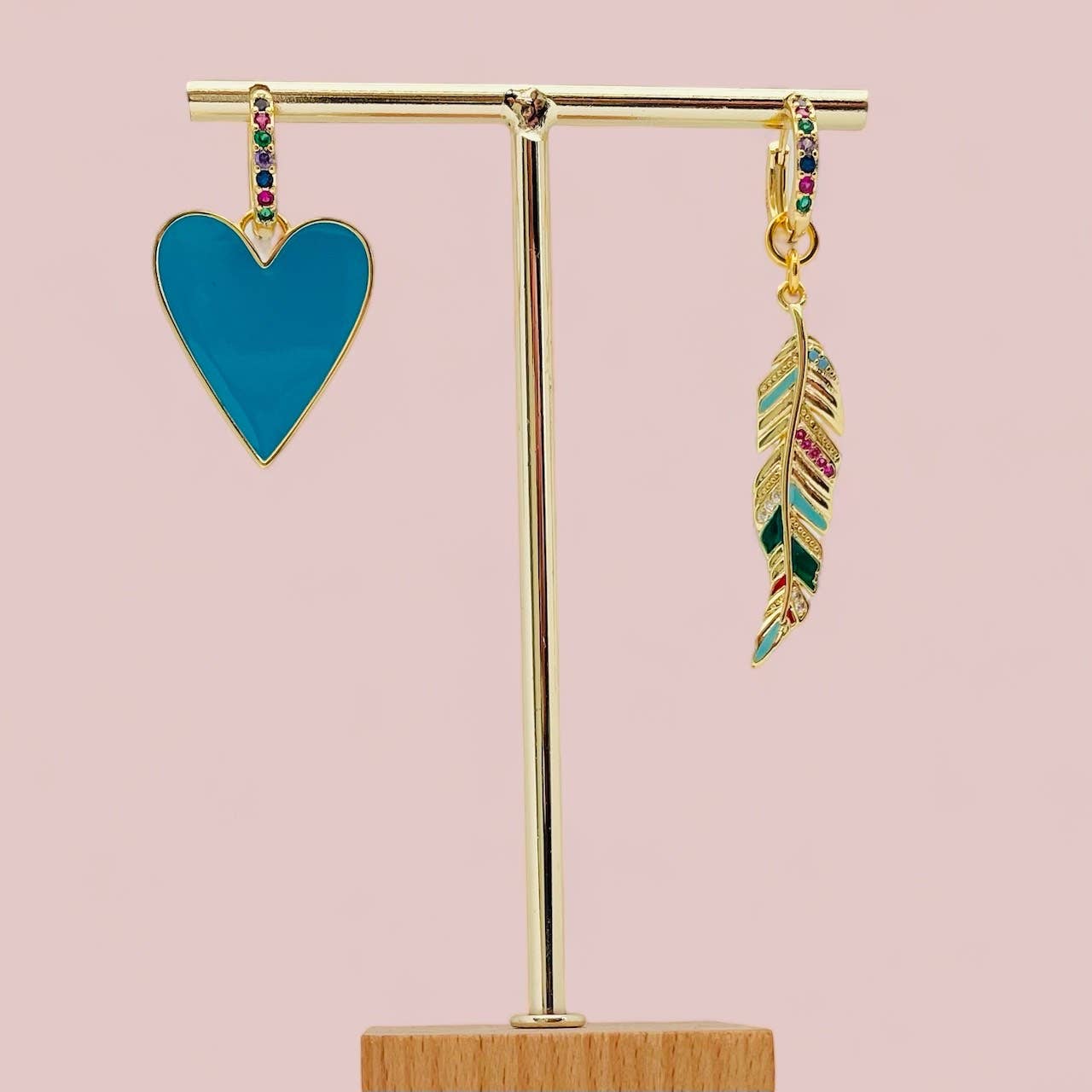 Pendientes tipo argolla Blue Feather